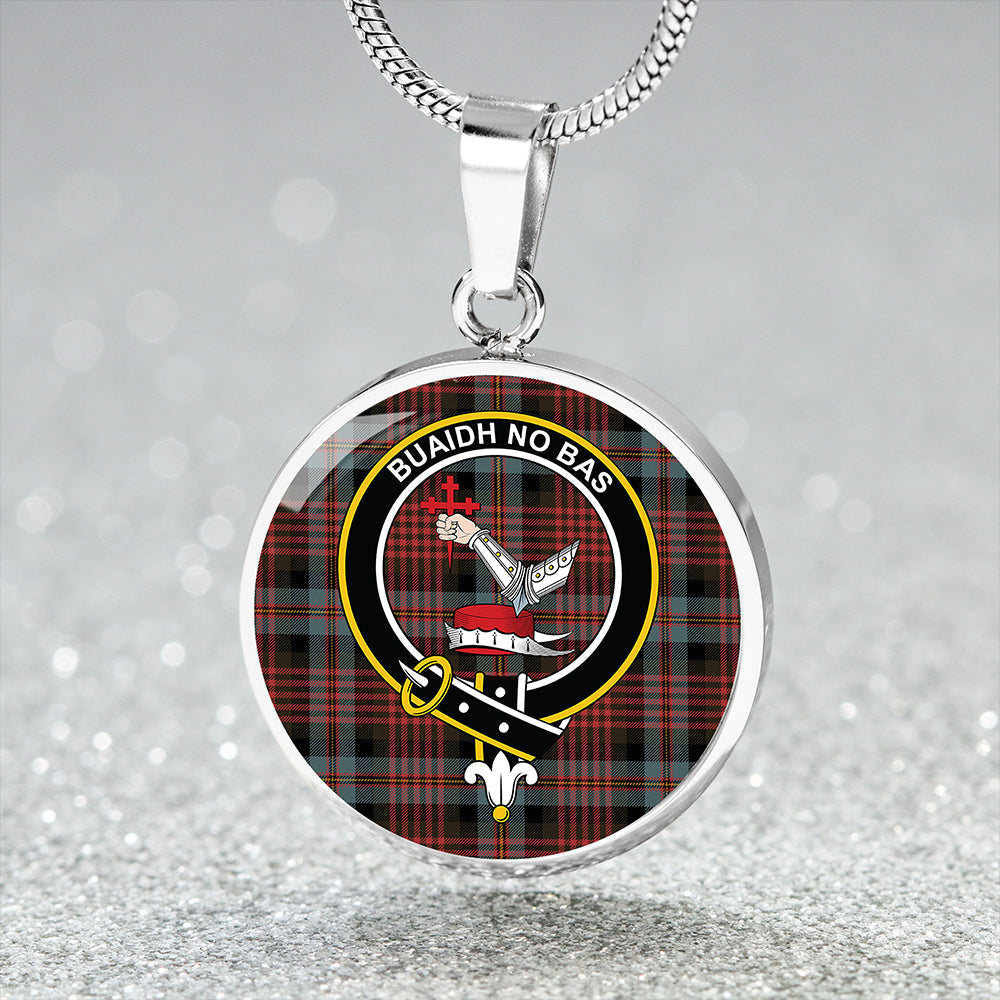 MacDougall William Weathered Tartan Crest Circle Necklace