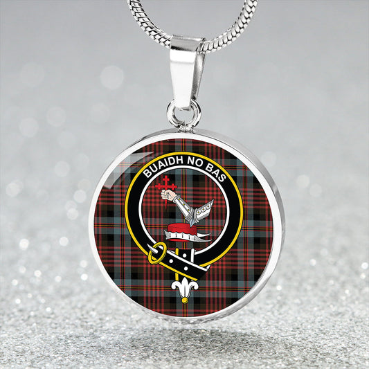 MacDougall William Weathered Tartan Crest Circle Necklace