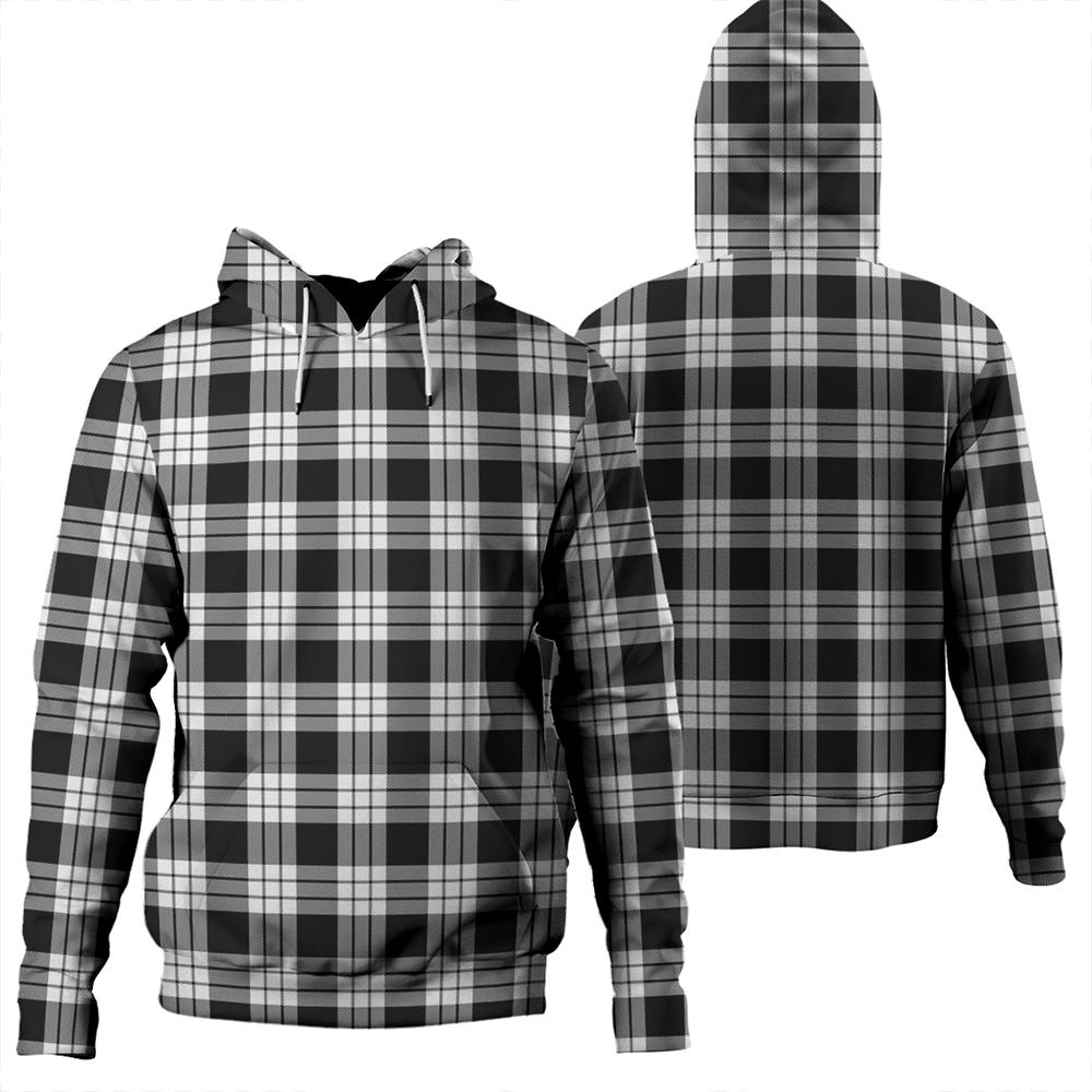 MacFarlane Black & White Ancient Tartan Plaid Hoodie