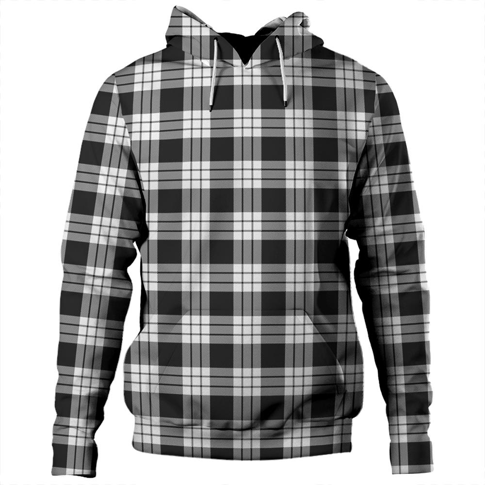 MacFarlane Black & White Ancient Tartan Plaid Hoodie