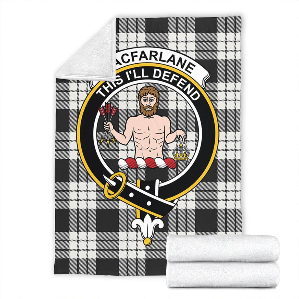 MacFarlane Black & White Tartan Crest Premium Blanket