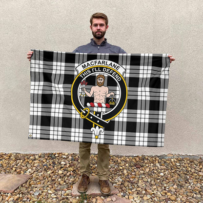 MacFarlane Black & White Ancient Tartan Classic Crest House Flag