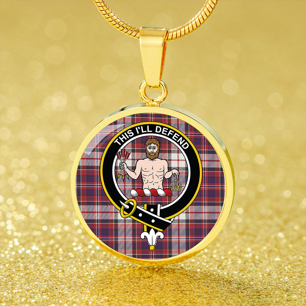 MacFarlane Dress Weathered Tartan Crest Circle Necklace