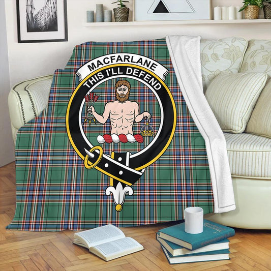 MacFarlane Hunting Ancient Tartan Crest Premium Blanket