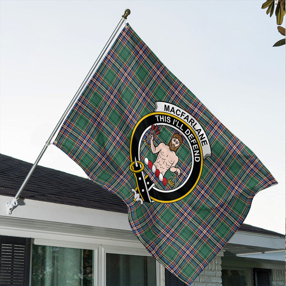 MacFarlane Hunting Ancient Tartan Classic Crest House Flag