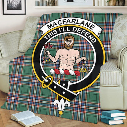 MacFarlane Hunting Ancient Tartan Crest Premium Blanket