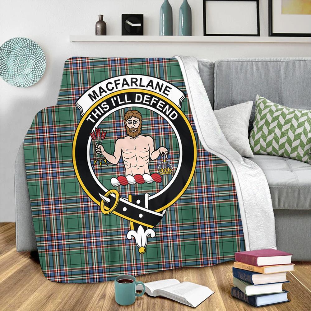 MacFarlane Hunting Ancient Tartan Crest Premium Blanket