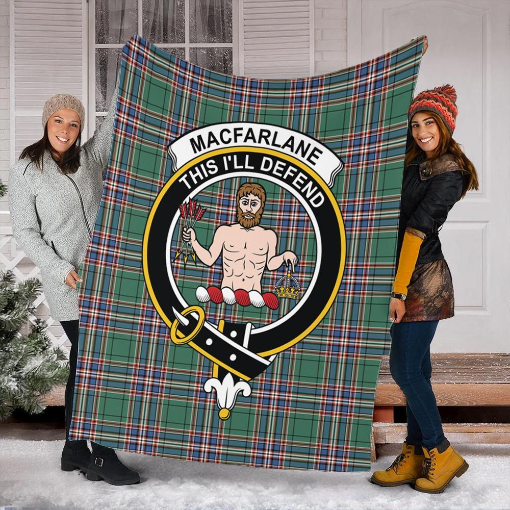 MacFarlane Hunting Ancient Tartan Crest Premium Blanket