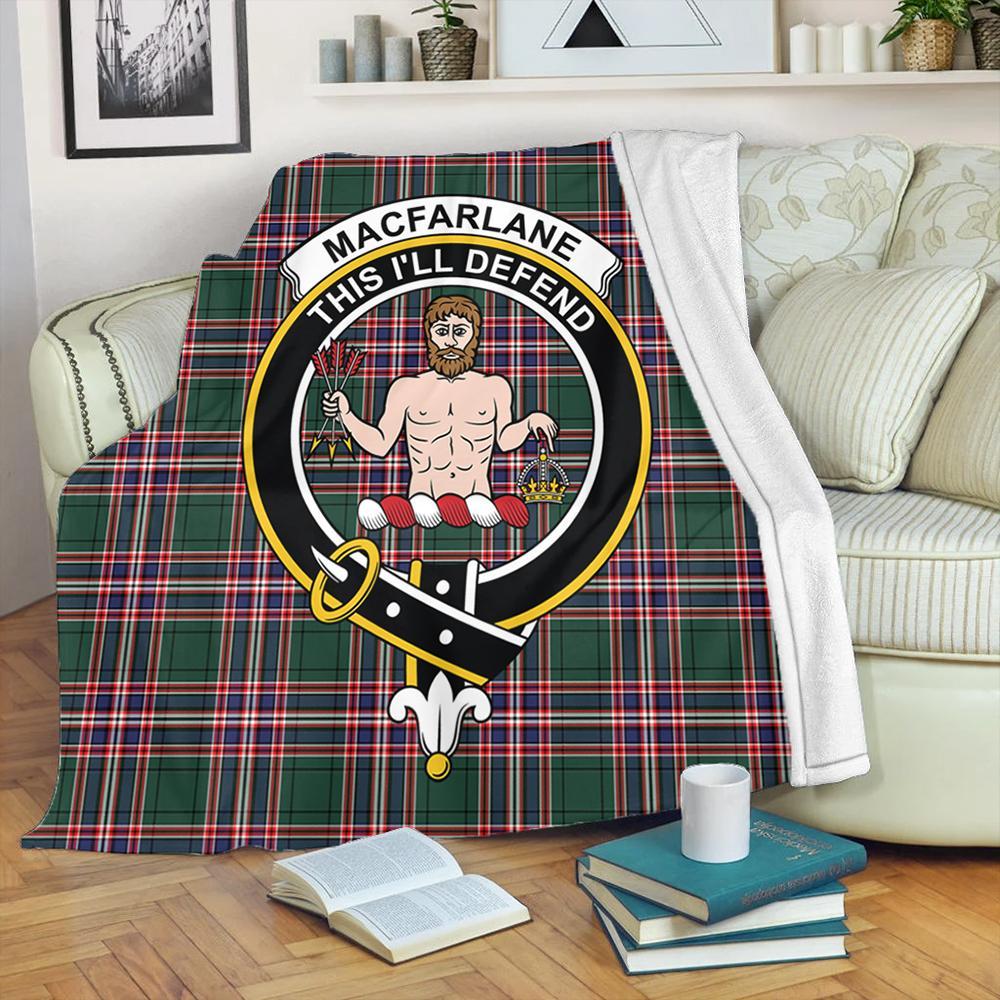 MacFarlane Hunting Modern Tartan Crest Premium Blanket