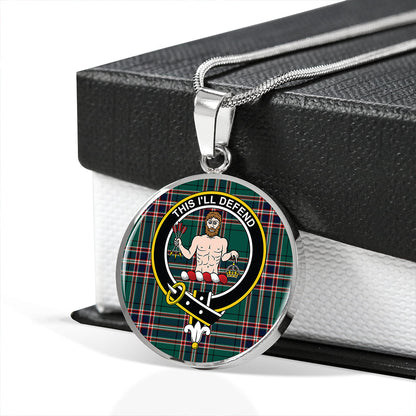 MacFarlane Hunting Modern Tartan Crest Circle Necklace