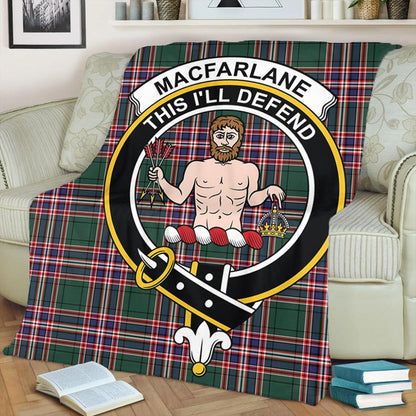 MacFarlane Hunting Modern Tartan Crest Premium Blanket