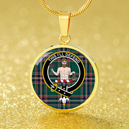 MacFarlane Hunting Modern Tartan Crest Circle Necklace