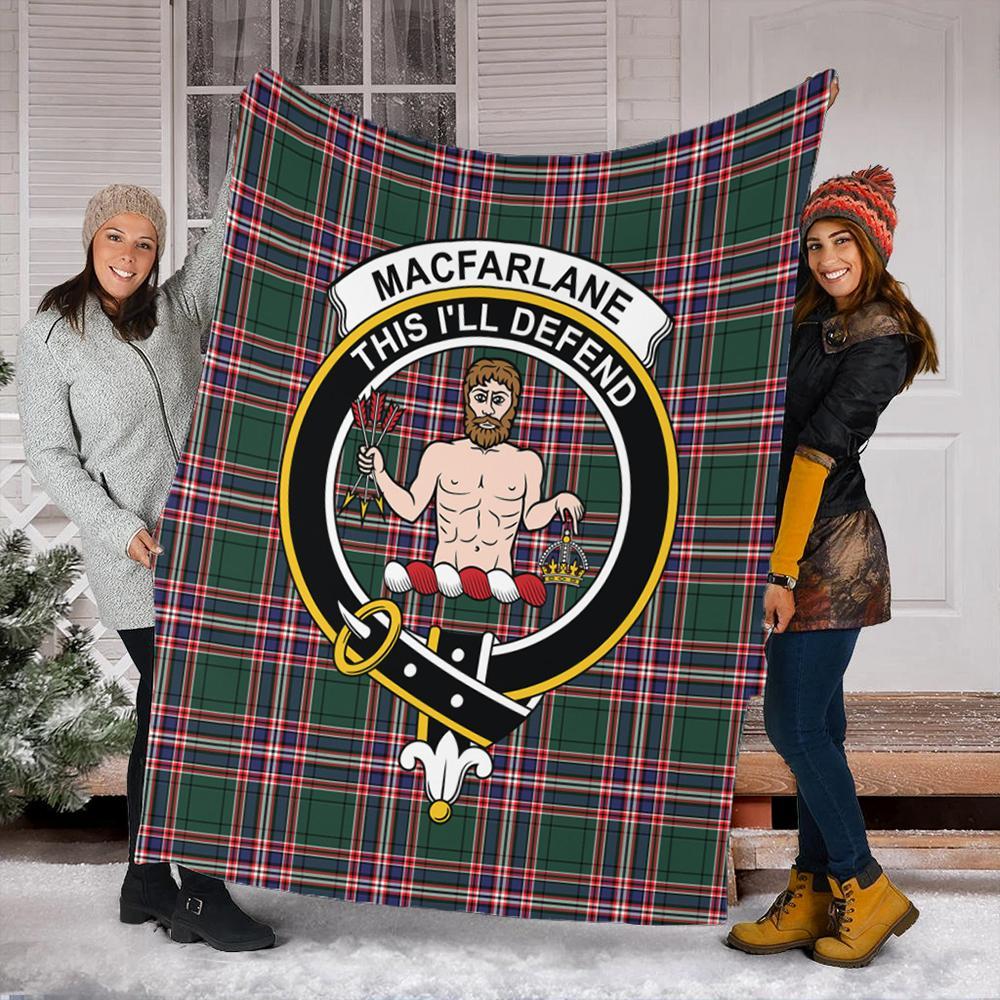 MacFarlane Hunting Modern Tartan Crest Premium Blanket