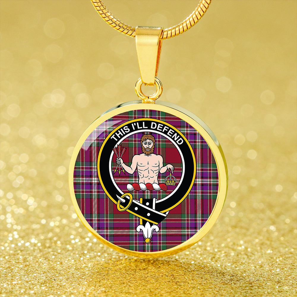 MacFarlane Lord Lyon sett Modern Tartan Crest Circle Necklace