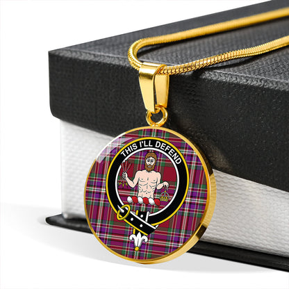 MacFarlane Lord Lyon sett Modern Tartan Crest Circle Necklace