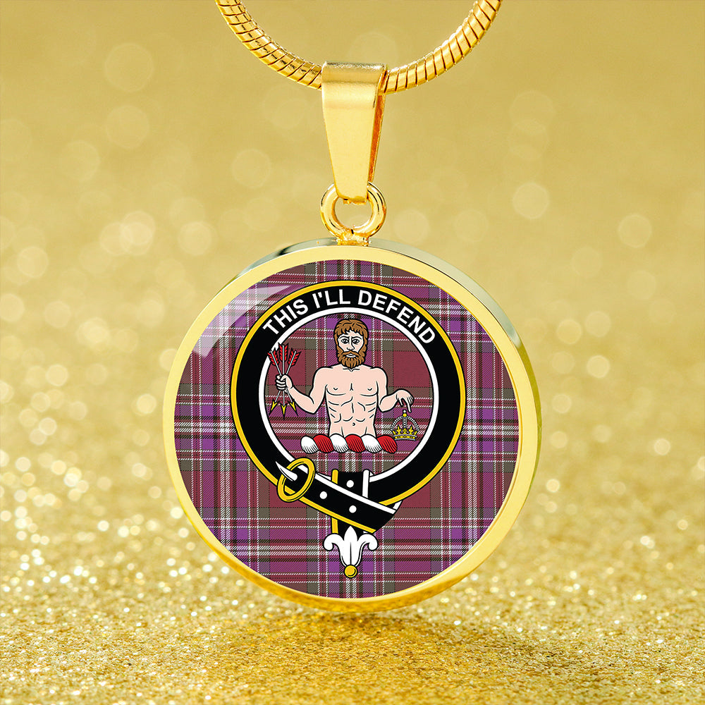 MacFarlane Lord Lyon sett Weathered Tartan Crest Circle Necklace