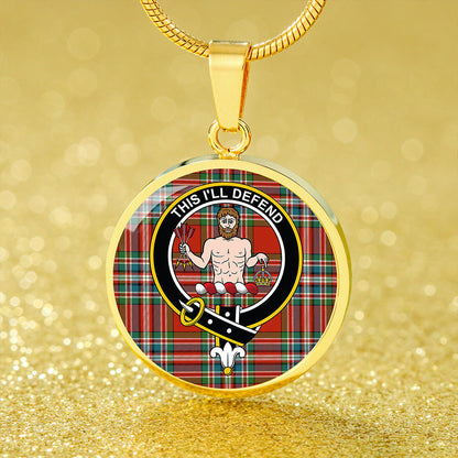 MacFarlane Red Ancient Tartan Crest Circle Necklace