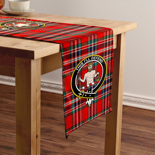 MacFarlane Red Modern Tartan Crest Table Runner