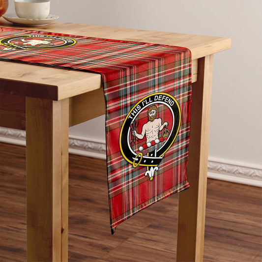 MacFarlane Red Weathered Tartan Crest Table Runner