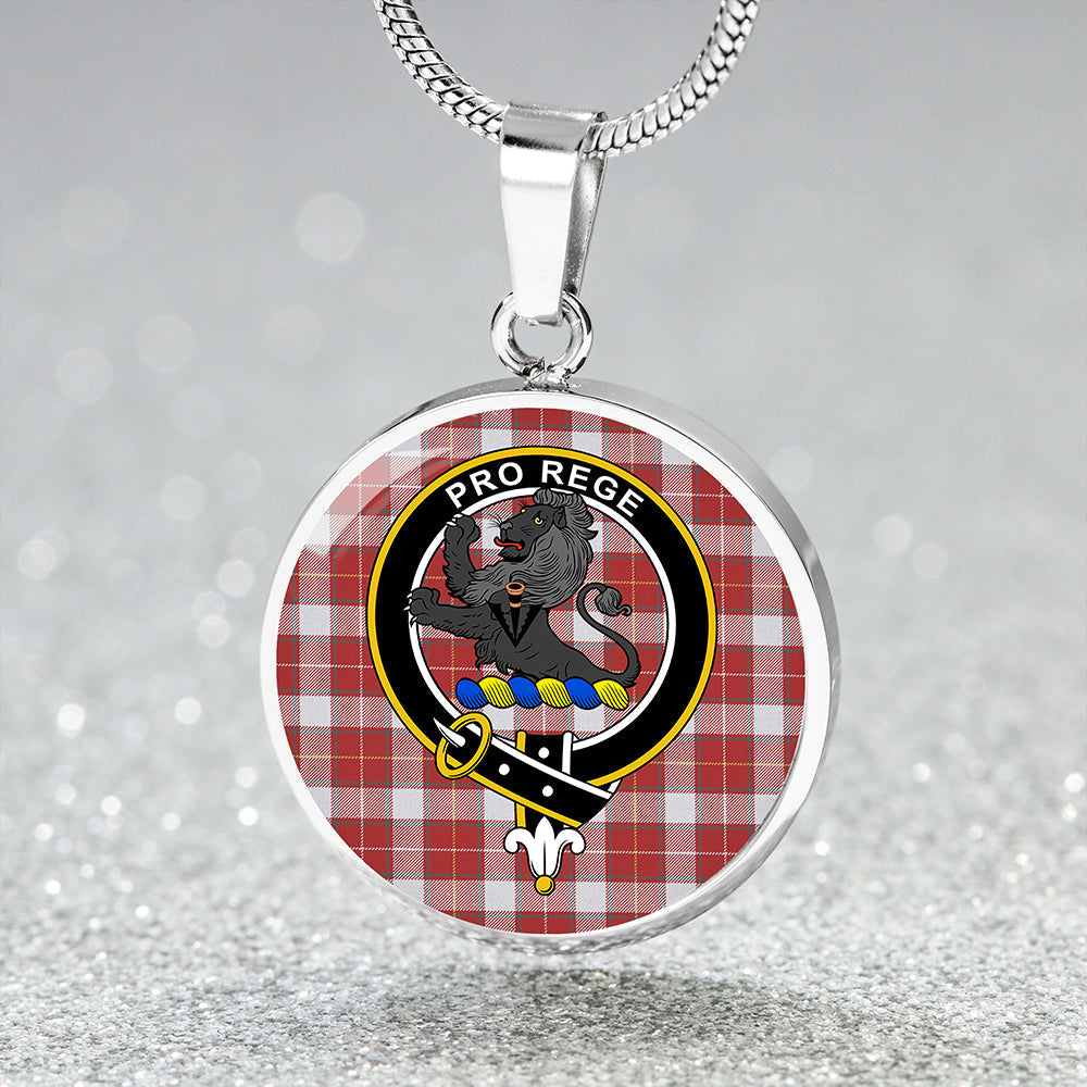 MacFie Dress (MacPhee Dress) Weathered Tartan Crest Circle Necklace