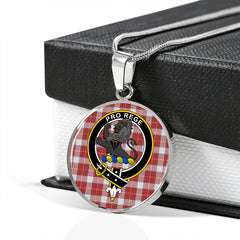 MacFie Dress (MacPhee Dress) Weathered Tartan Crest Circle Necklace