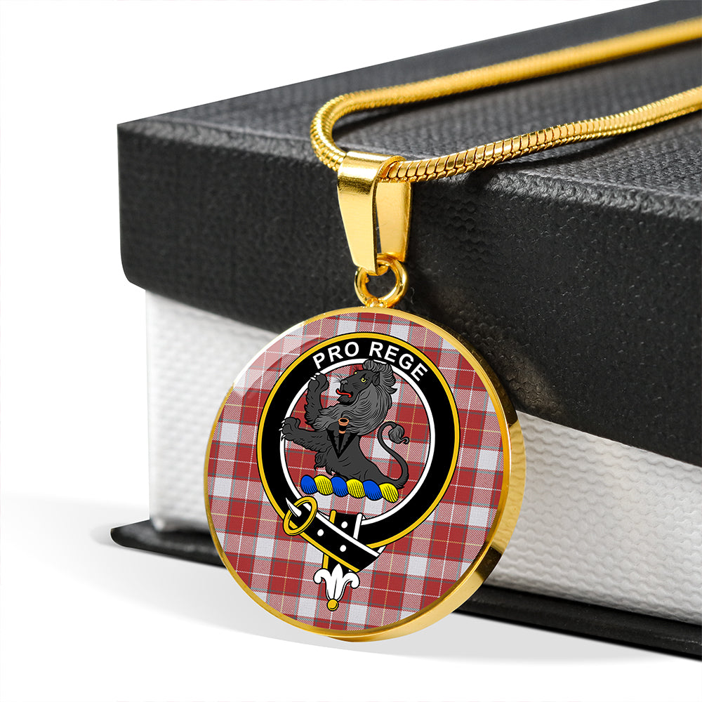 MacFie Dress (MacPhee Dress) Weathered Tartan Crest Circle Necklace