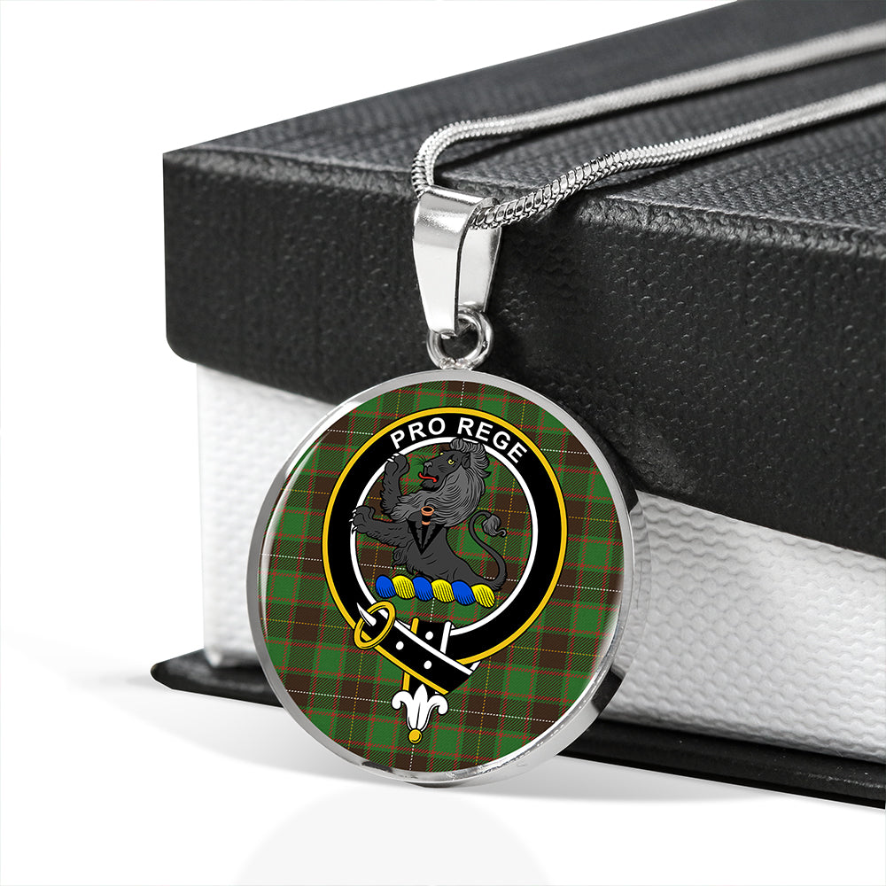 MacFie Hunting (MacPhee Hunting) Ancient Tartan Crest Circle Necklace