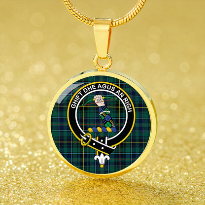 MacInnes Modern Tartan Crest Circle Necklace