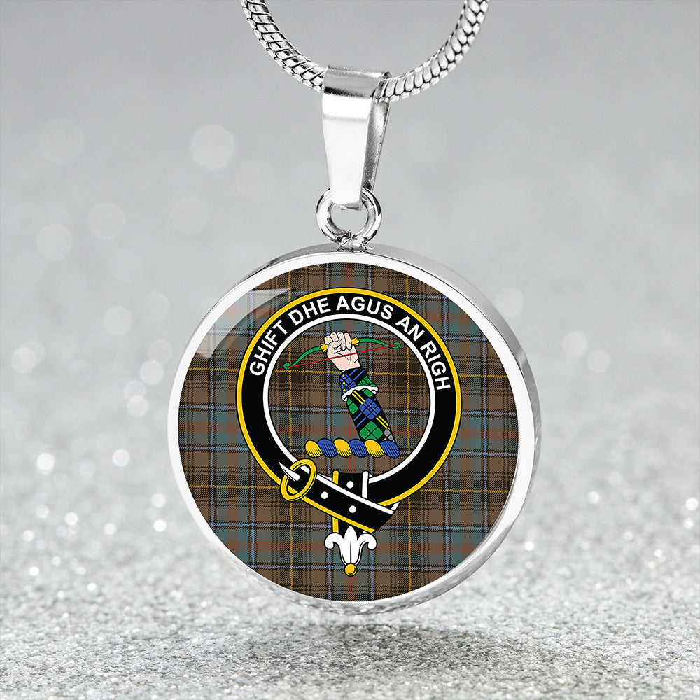 MacInnes Weathered Tartan Crest Circle Necklace