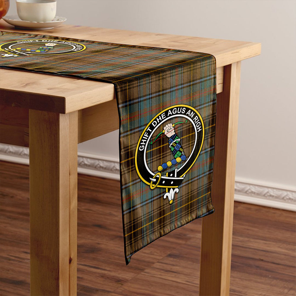 MacInnes Weathered Tartan Crest Table Runner