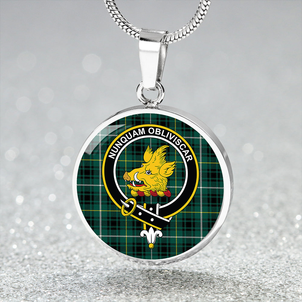 MacIver Hunting Modern Tartan Crest Circle Necklace