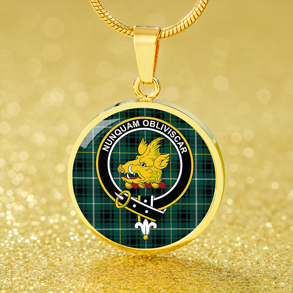 MacIver Hunting Modern Tartan Crest Circle Necklace