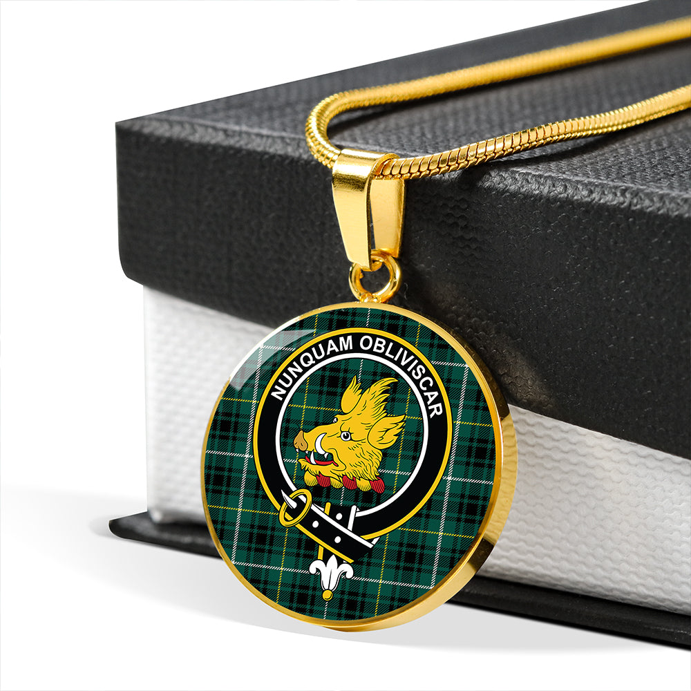 MacIver Hunting Modern Tartan Crest Circle Necklace