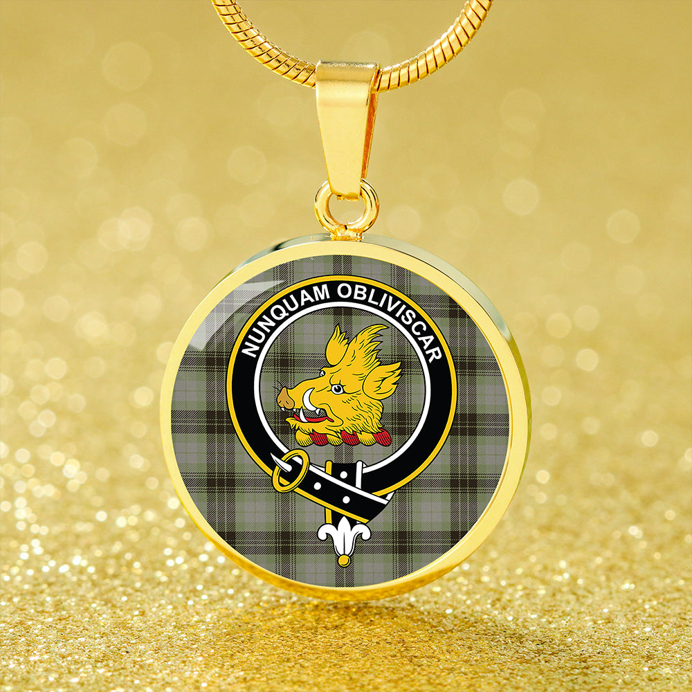 MacIver Weathered Tartan Crest Circle Necklace