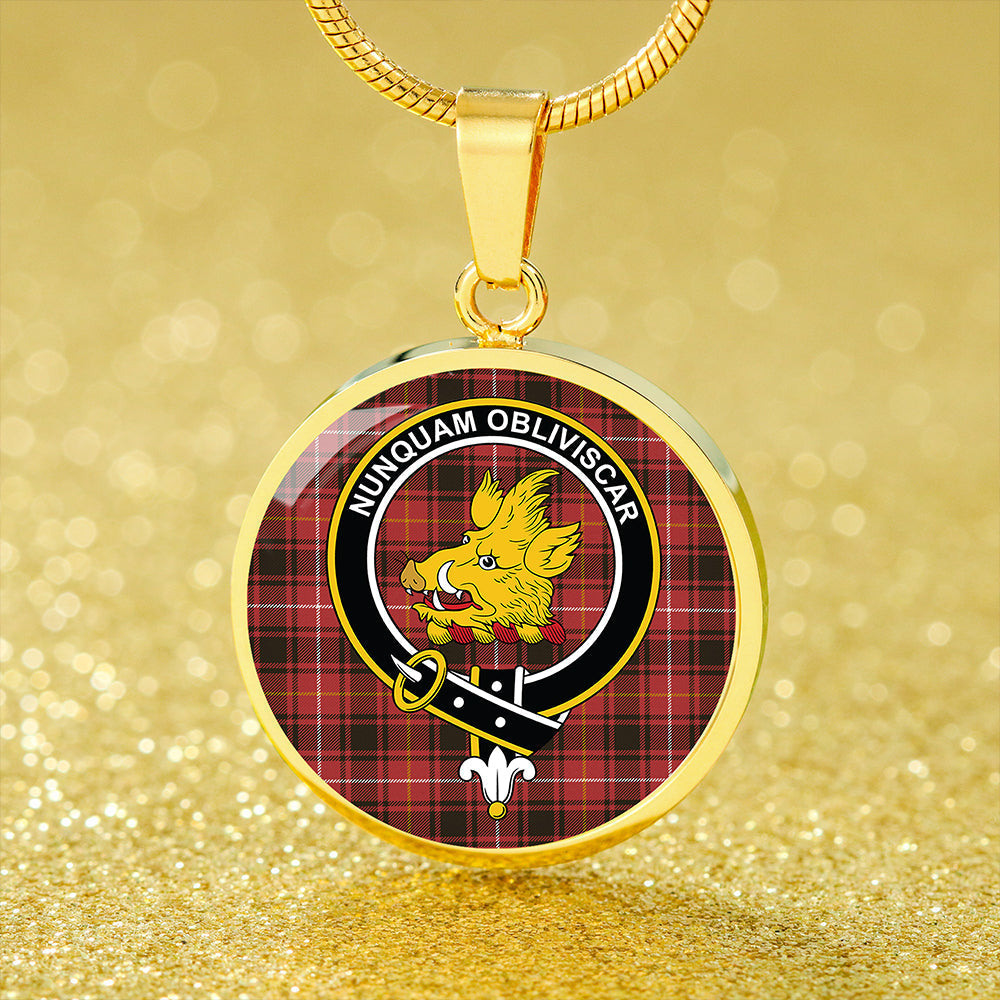 MacIver #2 Weathered Tartan Crest Circle Necklace