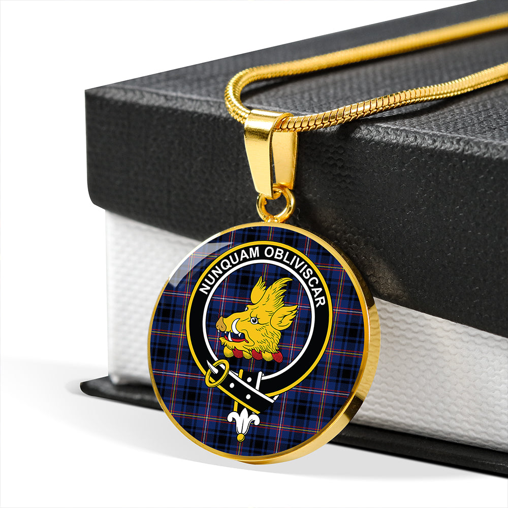 MacIver of Strome Modern Tartan Crest Circle Necklace