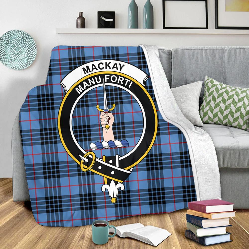 MacKay Blue Tartan Crest Premium Blanket