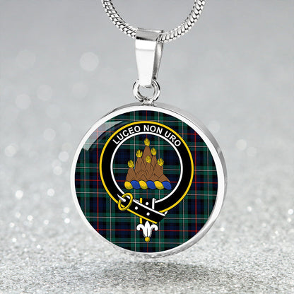 MacKenzie Modern Tartan Crest Circle Necklace