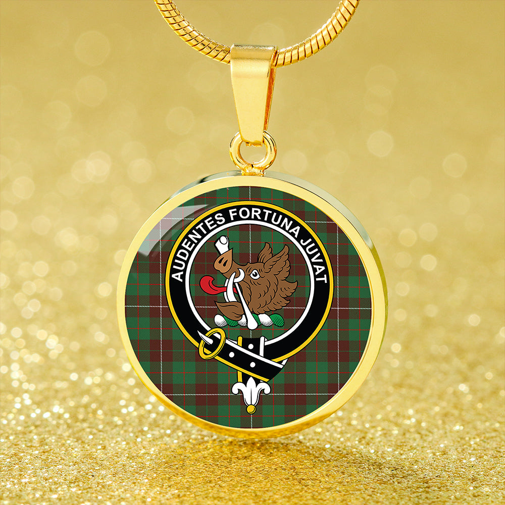 MacKinnon Hunting Modern Tartan Crest Circle Necklace