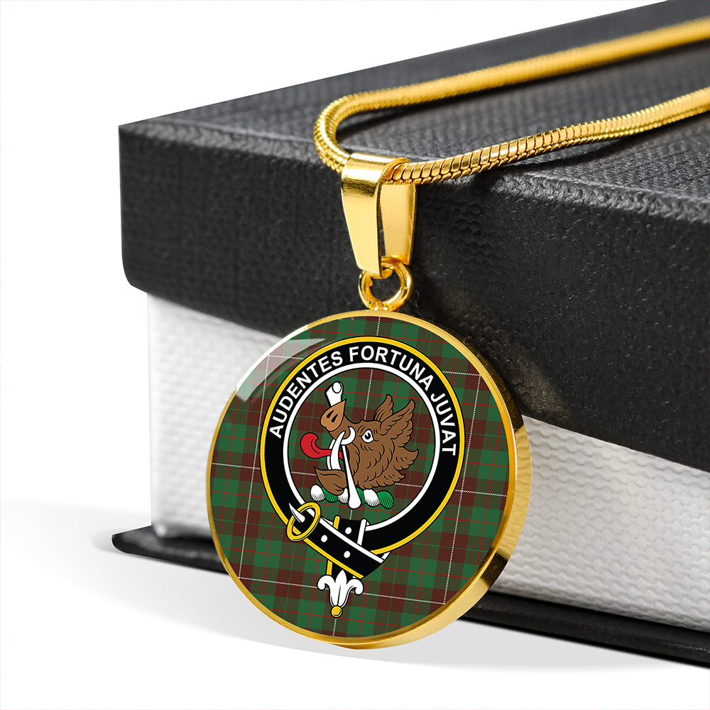 MacKinnon Hunting Modern Tartan Crest Circle Necklace