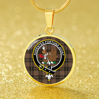 MacKinnon Hunting Weathered Tartan Crest Circle Necklace