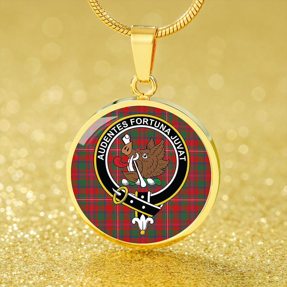 MacKinnon Modern Tartan Crest Circle Necklace