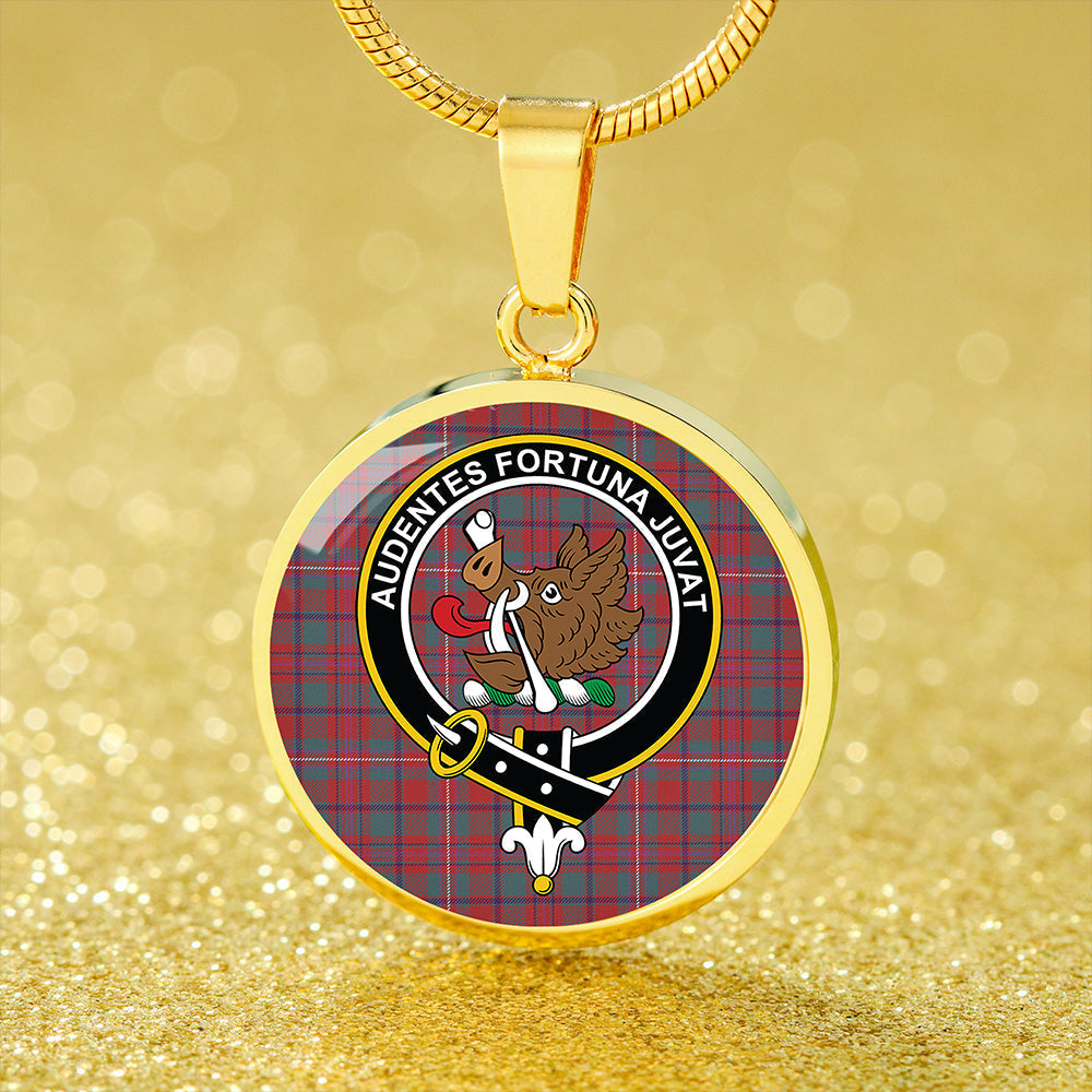 MacKinnon Weathered Tartan Crest Circle Necklace