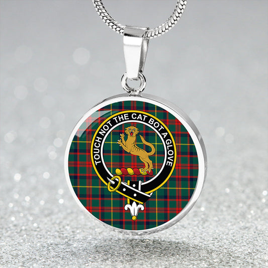 MacKintosh Hunting Modern Tartan Crest Circle Necklace