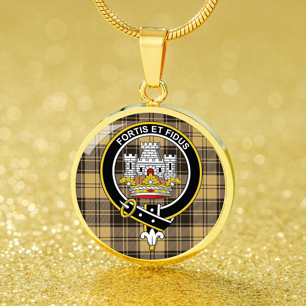 MacLachlan Chief's Dress Weathered Tartan Crest Circle Necklace