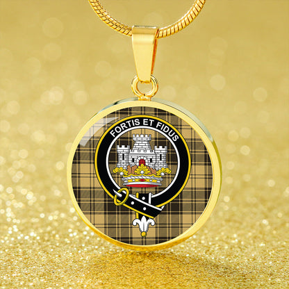 MacLachlan Chief's Dress Weathered Tartan Crest Circle Necklace