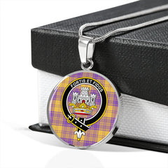 MacLachlan Chief's Dress; Blue Ancient Tartan Crest Circle Necklace