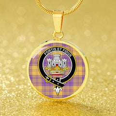 MacLachlan Chief's Dress; Blue Ancient Tartan Crest Circle Necklace