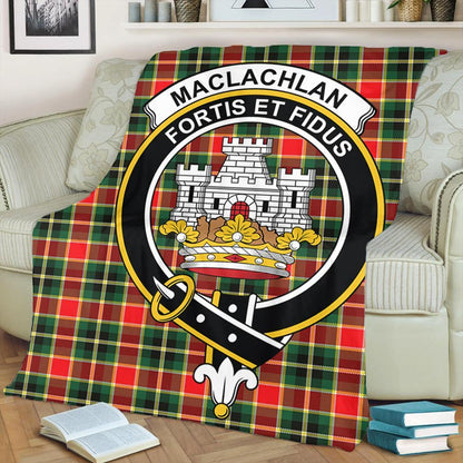 MacLachlan Hunting Modern Tartan Crest Premium Blanket