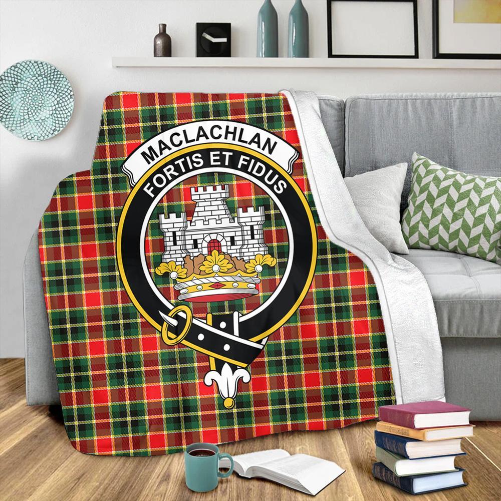 MacLachlan Hunting Modern Tartan Crest Premium Blanket